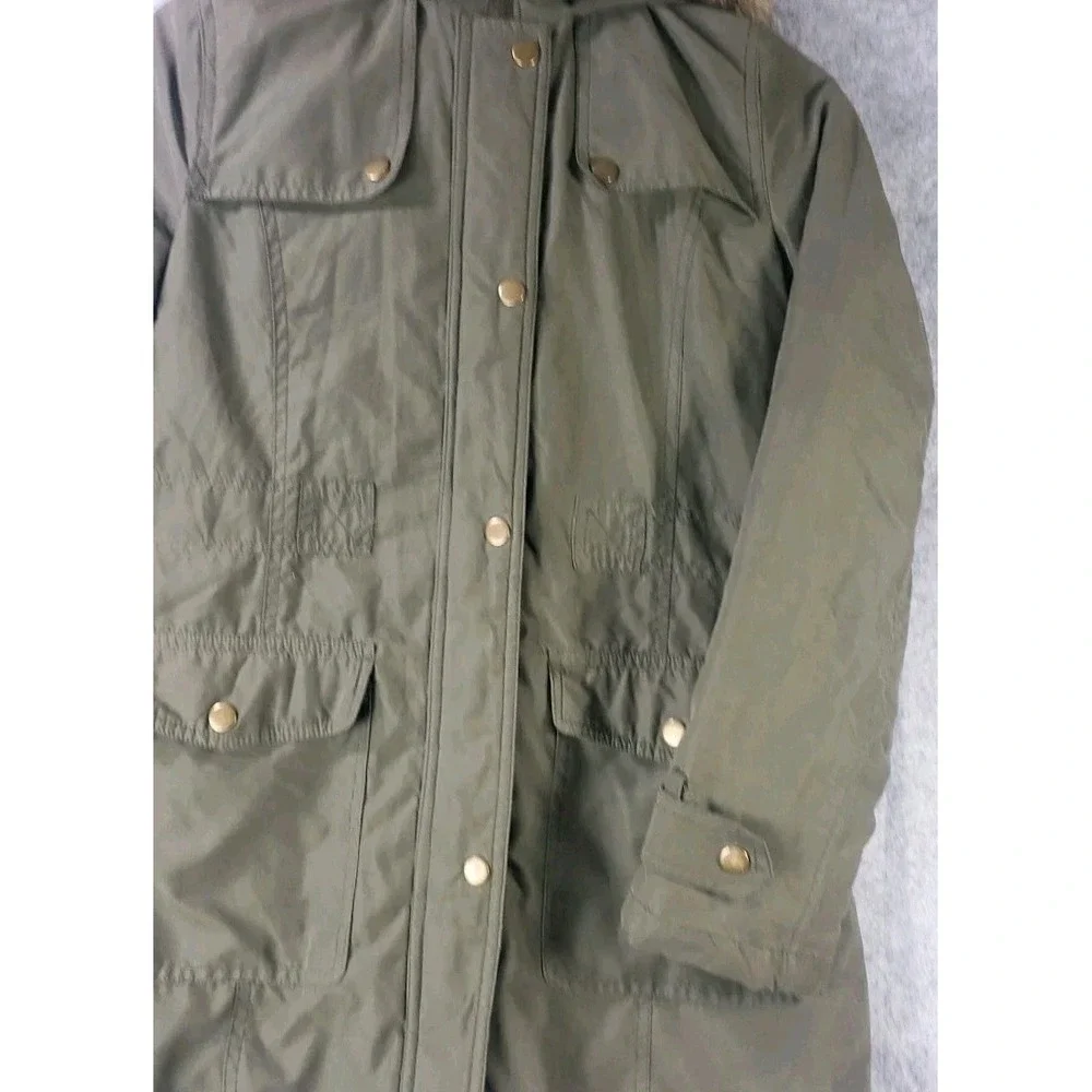 Rothschild Girls Size 14 Olive Green Hooded Parka Coat Faux Fur Trim Jacket